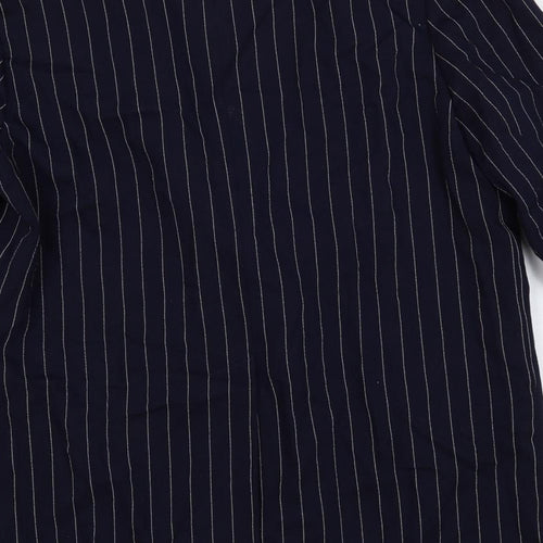 C&A Womens Blue Striped Jacket Blazer Size 14 Button