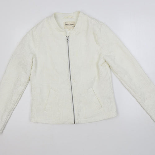 Indigo Womens Ivory Jacket Blazer Size 8 Zip - Textured