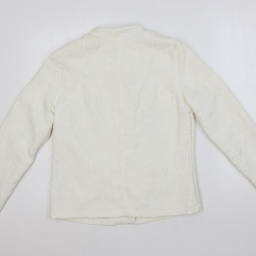 Indigo Womens Ivory Jacket Blazer Size 8 Zip - Textured