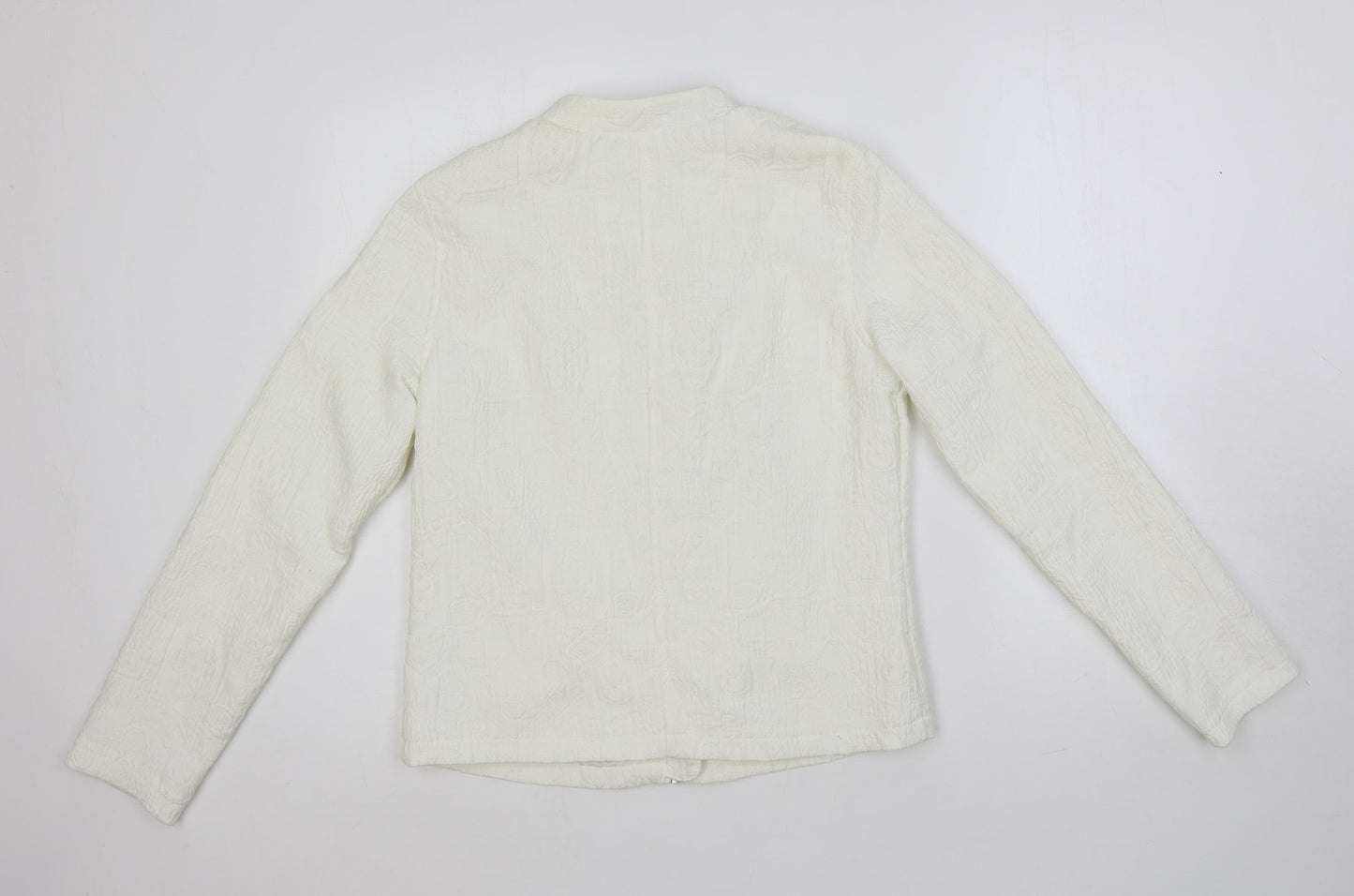 Indigo Womens Ivory Jacket Blazer Size 8 Zip - Textured