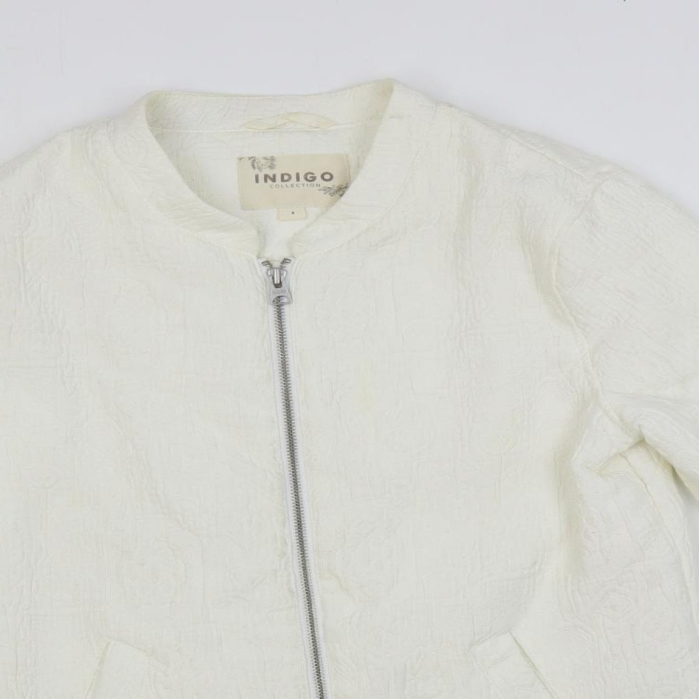 Indigo Womens Ivory Jacket Blazer Size 8 Zip - Textured