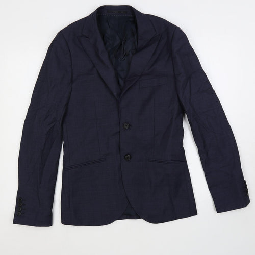 Topman Mens Blue Wool Jacket Suit Jacket Size 36 Regular