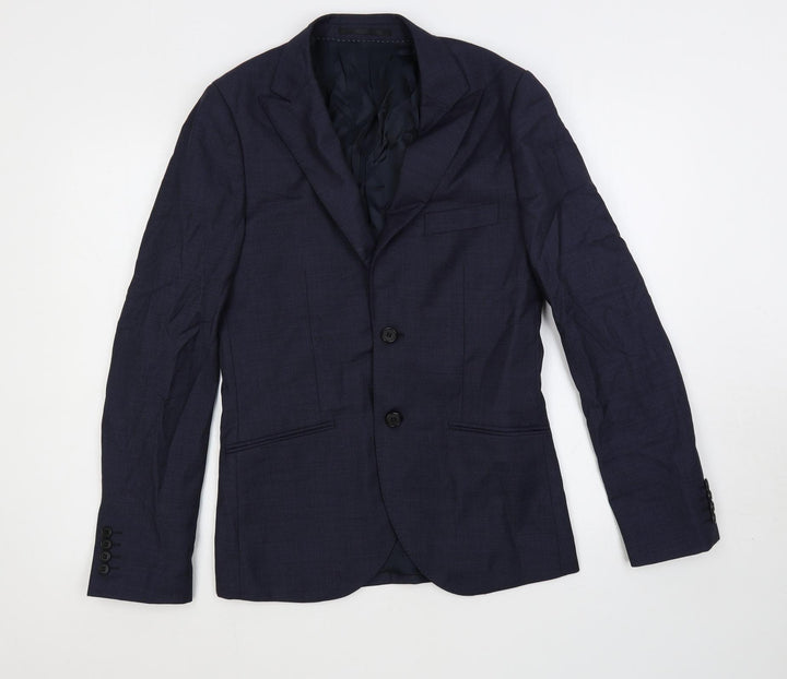 Topman Mens Blue Wool Jacket Suit Jacket Size 36 Regular