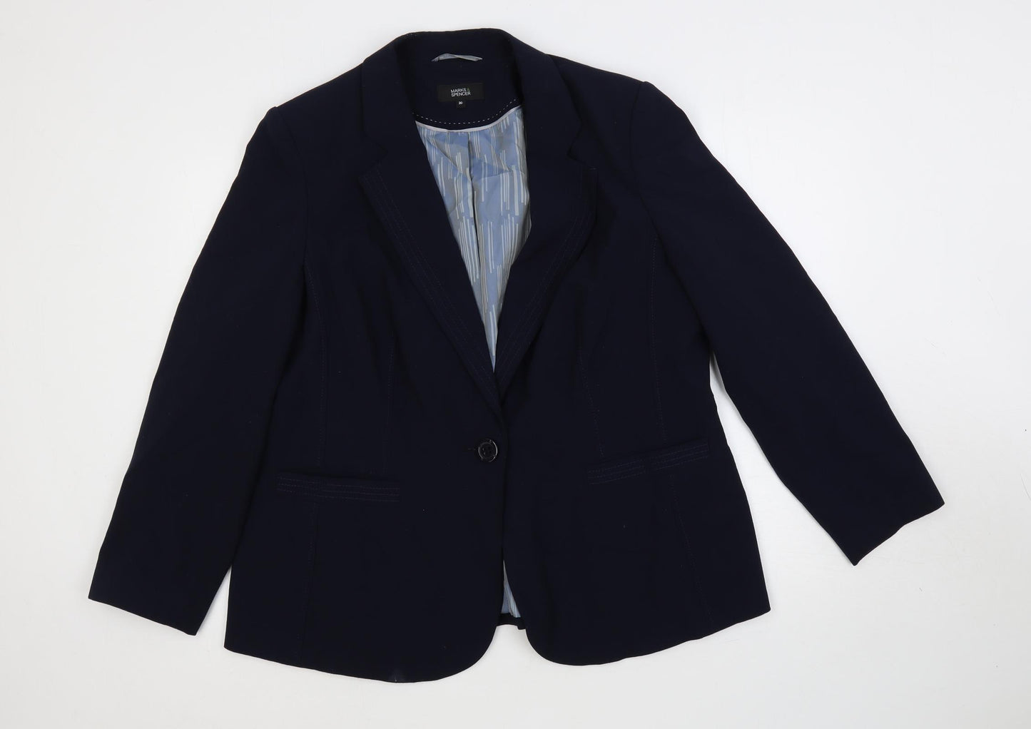 Marks and Spencer Womens Blue Jacket Blazer Size 20 Button