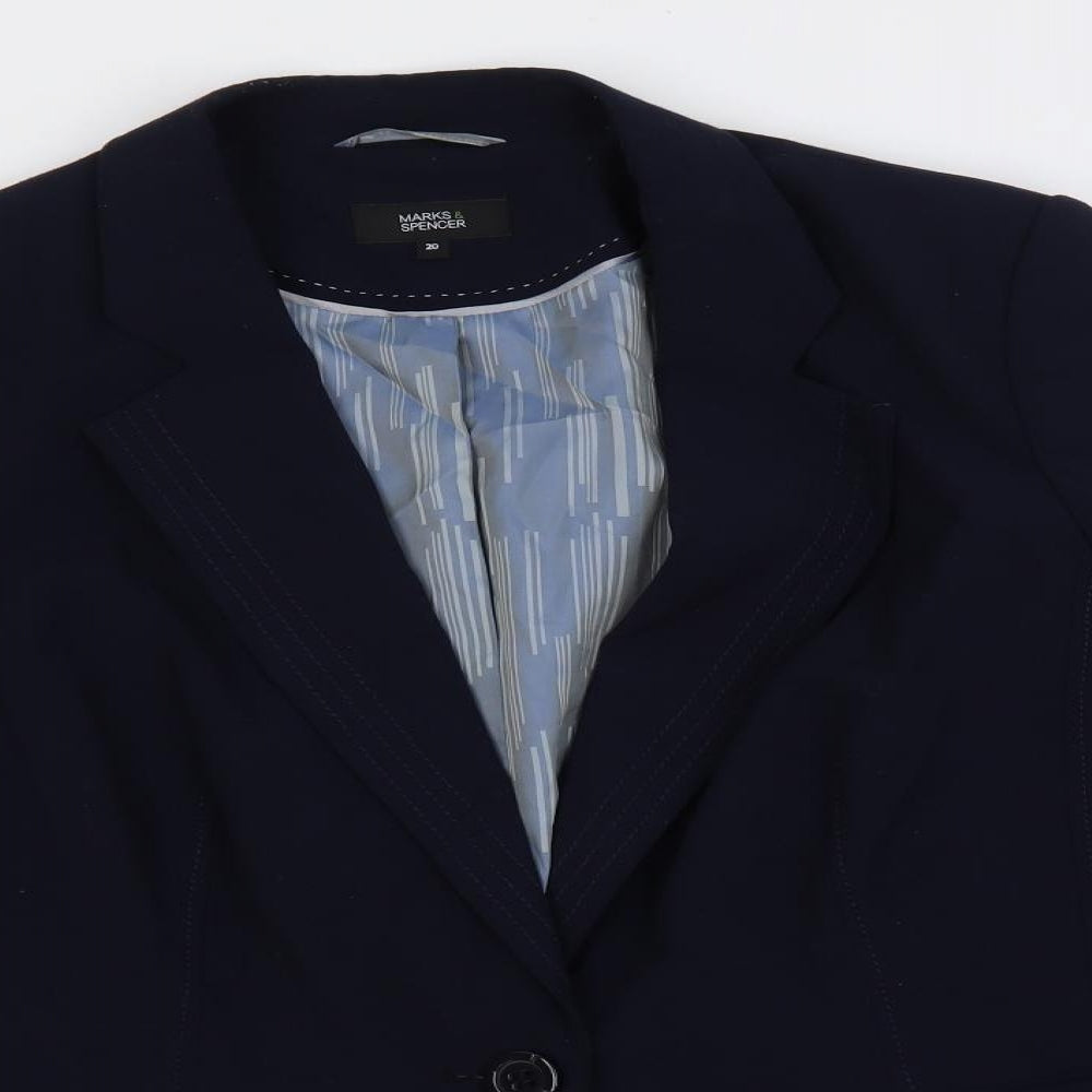 Marks and Spencer Womens Blue Jacket Blazer Size 20 Button
