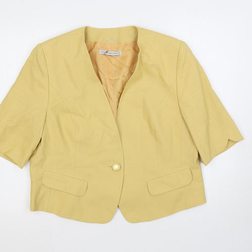 KlaraKollection Womens Yellow Jacket Blazer Size 16 Button
