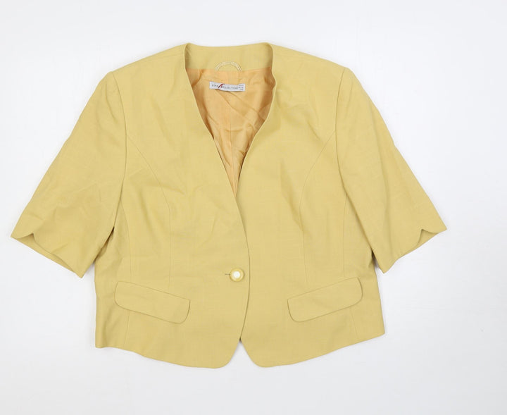 KlaraKollection Womens Yellow Jacket Blazer Size 16 Button