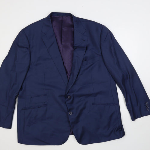 Harris & Howard Mens Blue Wool Jacket Suit Jacket Size 46 Regular