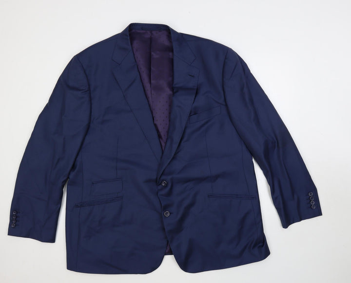 Harris & Howard Mens Blue Wool Jacket Suit Jacket Size 46 Regular
