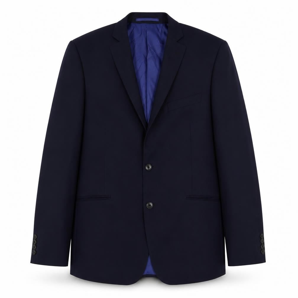 Front view of Marks & Spencer men’s blue wool jacket suit jacket, size 40, regular