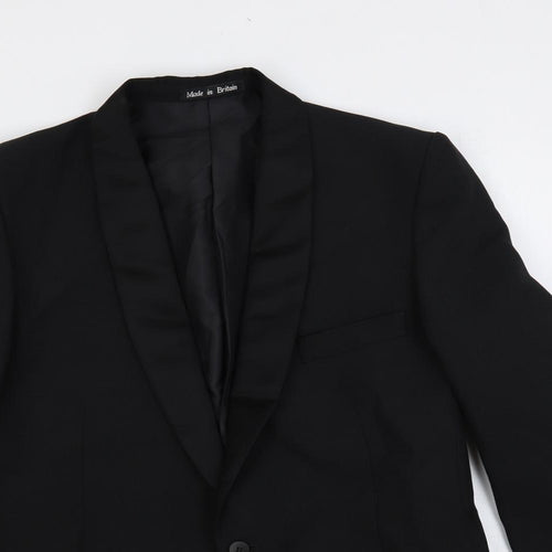 Dunn & Co Mens Black Polyester Tuxedo Suit Jacket Size 36 Regular
