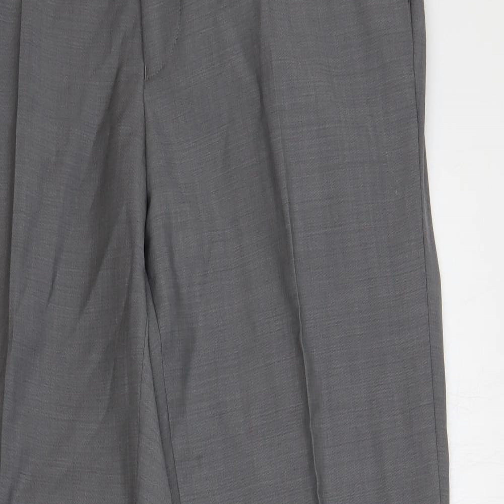 Ted Baker Mens Grey Polyacrylate Fibre Dress Pants Trousers Size 32 in L31 in Regular Zip