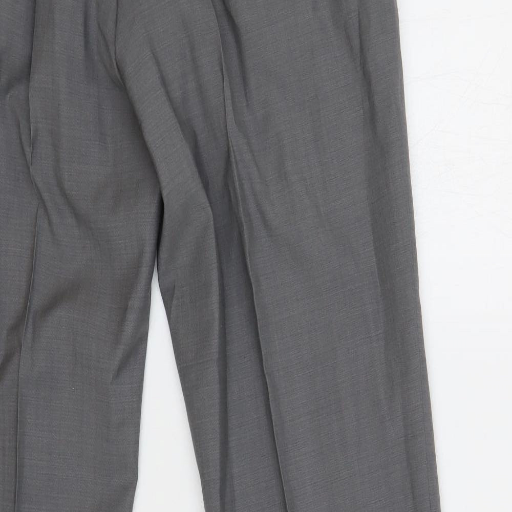 Ted Baker Mens Grey Polyacrylate Fibre Dress Pants Trousers Size 32 in L31 in Regular Zip