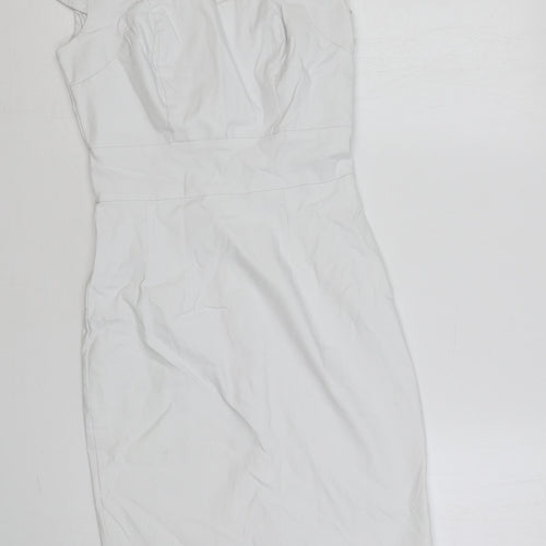 Grace Karin Womens White Rayon Pencil Dress Size S Sweetheart Zip