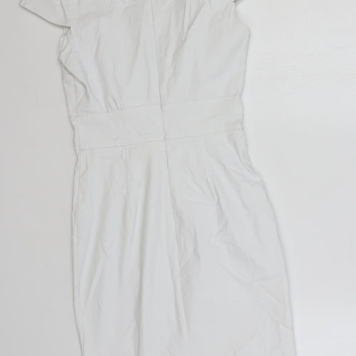 Grace Karin Womens White Rayon Pencil Dress Size S Sweetheart Zip