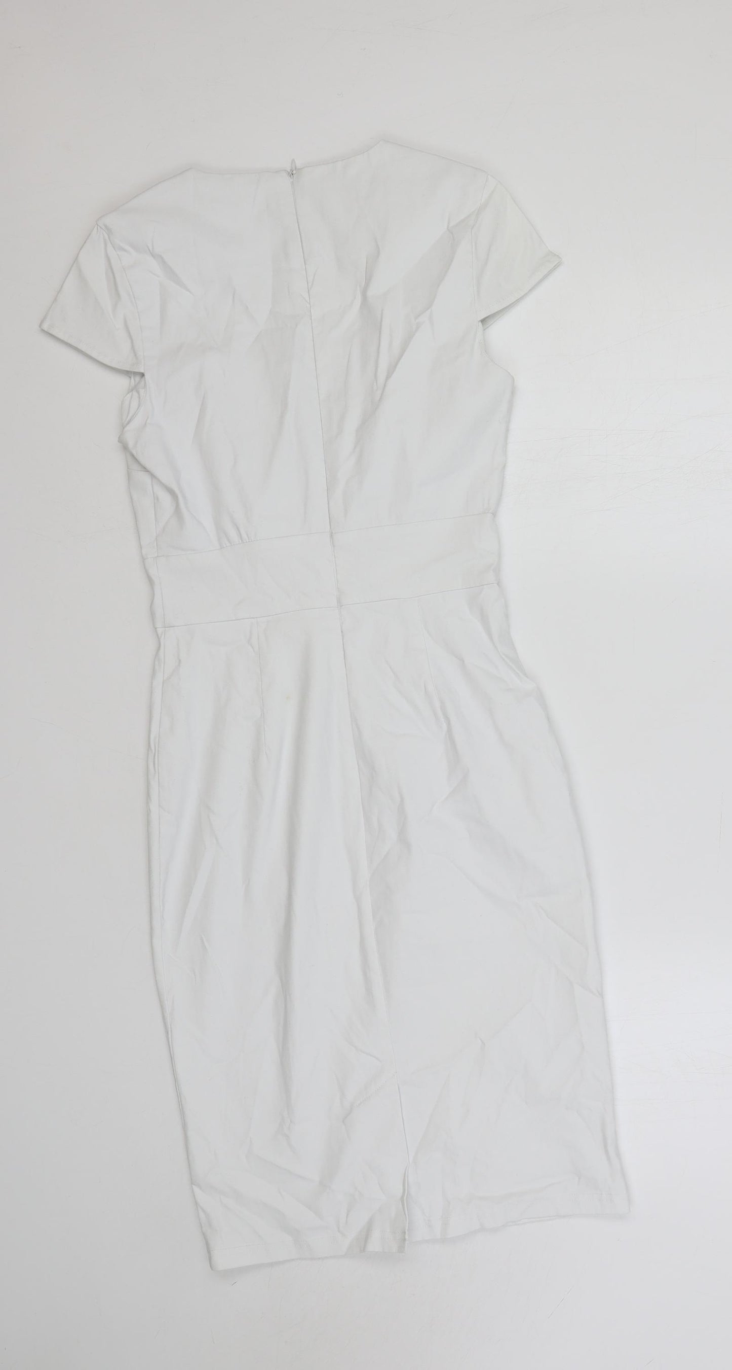 Grace Karin Womens White Rayon Pencil Dress Size S Sweetheart Zip