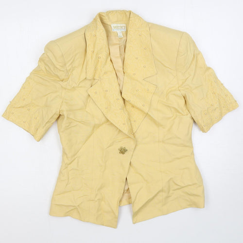Medici Womens Yellow Jacket Blazer Size 14 Button - Beaded
