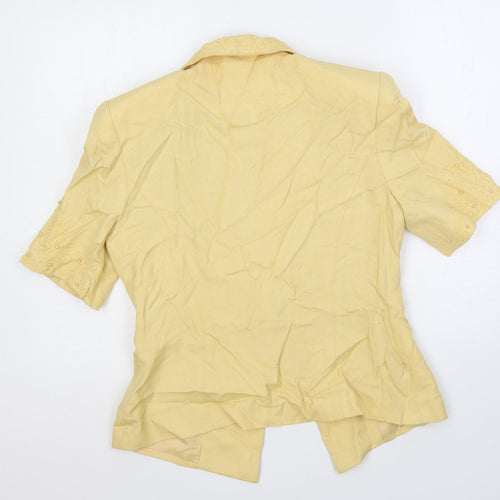 Medici Womens Yellow Jacket Blazer Size 14 Button - Beaded
