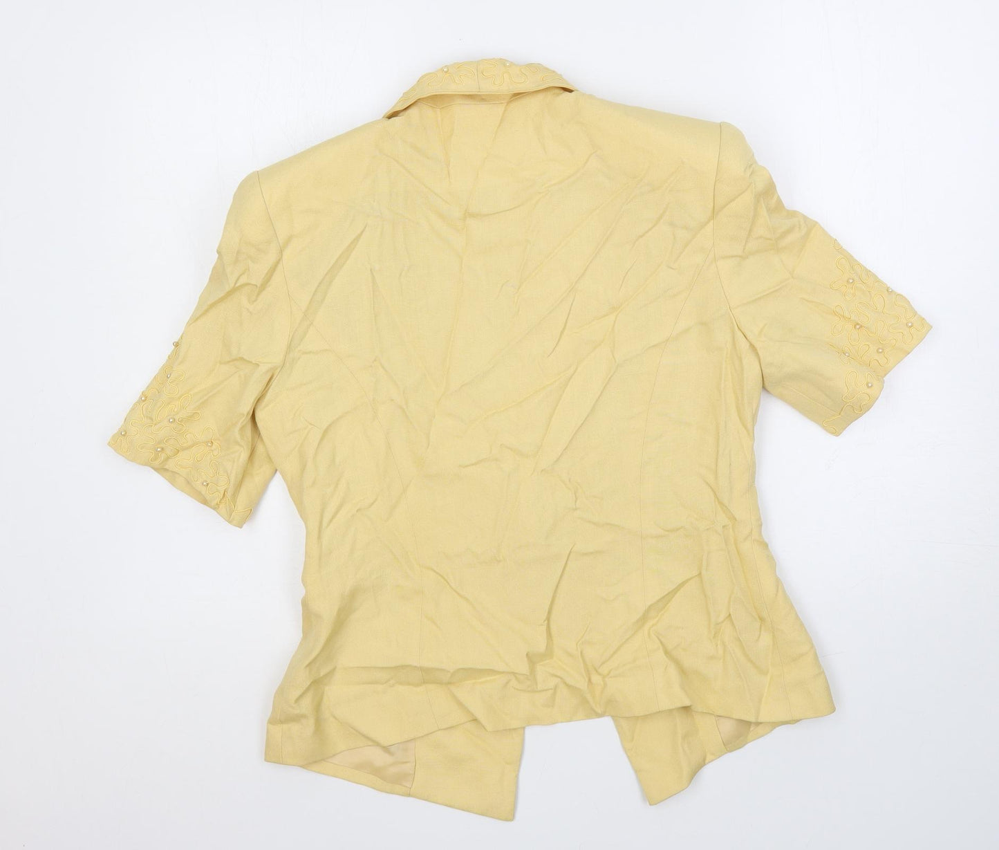 Medici Womens Yellow Jacket Blazer Size 14 Button - Beaded