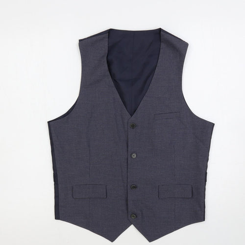 ASOS Mens Blue Polyester Jacket Suit Waistcoat Size 40 Regular