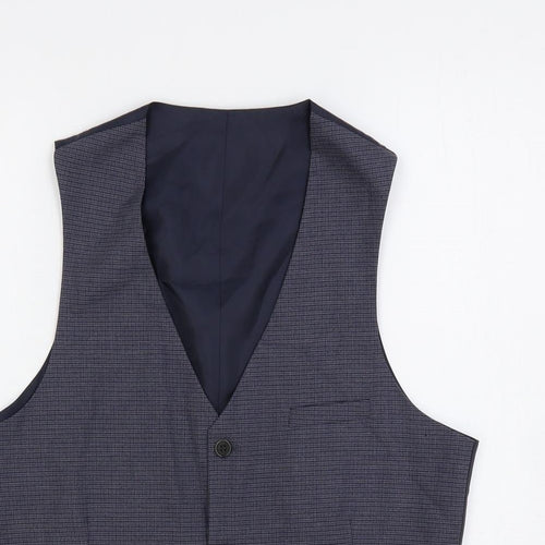 ASOS Mens Blue Polyester Jacket Suit Waistcoat Size 40 Regular