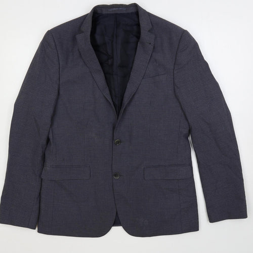 ASOS Mens Blue Geometric Polyester Jacket Suit Jacket Size 40 Regular