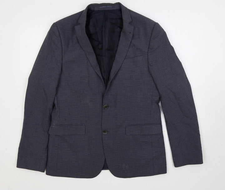 ASOS Mens Blue Geometric Polyester Jacket Suit Jacket Size 40 Regular
