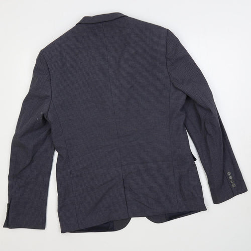 ASOS Mens Blue Geometric Polyester Jacket Suit Jacket Size 40 Regular
