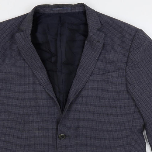 ASOS Mens Blue Geometric Polyester Jacket Suit Jacket Size 40 Regular