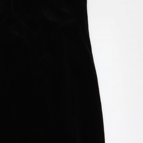 NICOLE FARHI Womens Black Polyester Slip Dress Size 12 V-Neck Zip