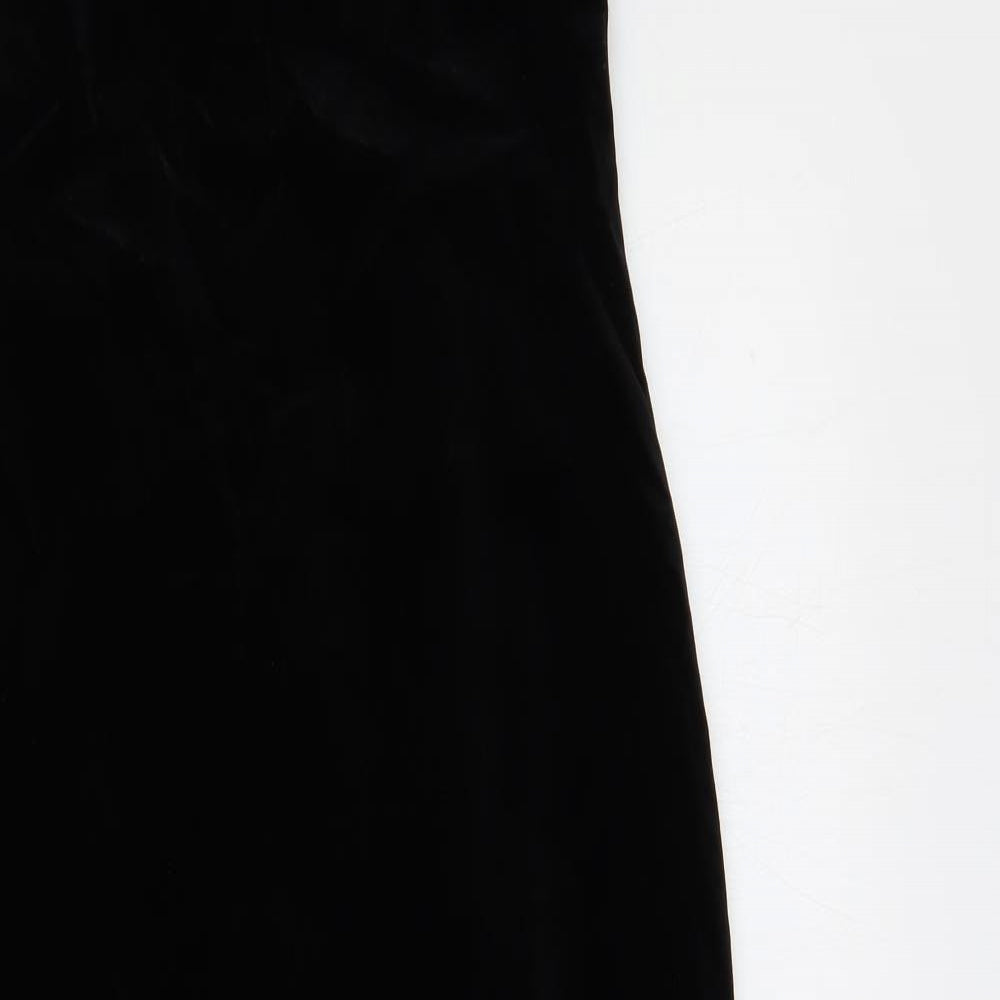 NICOLE FARHI Womens Black Polyester Slip Dress Size 12 V-Neck Zip