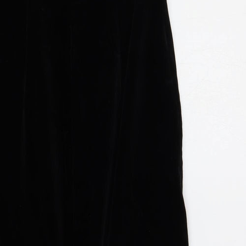 NICOLE FARHI Womens Black Polyester Slip Dress Size 12 V-Neck Zip