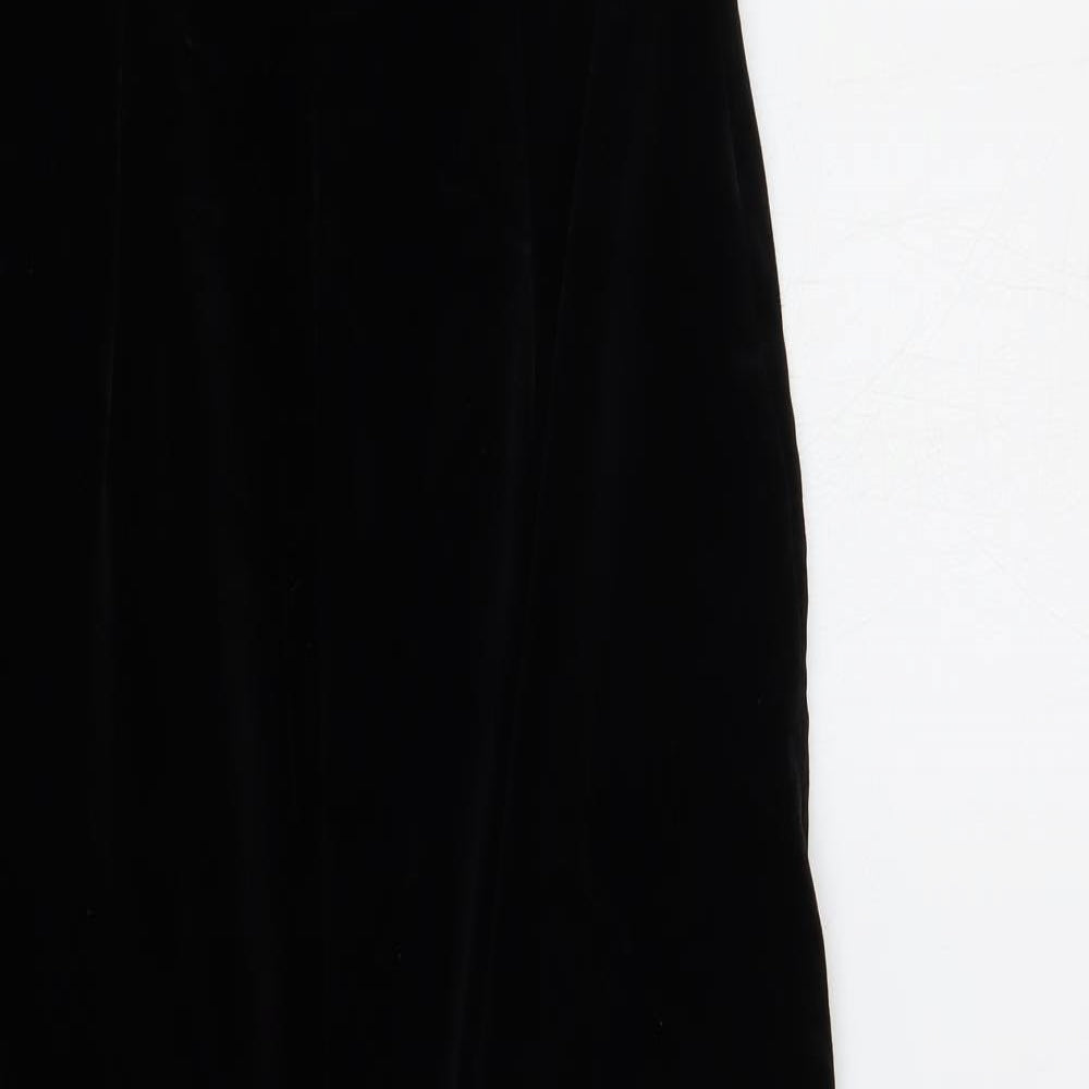 NICOLE FARHI Womens Black Polyester Slip Dress Size 12 V-Neck Zip