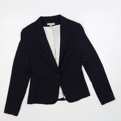 H&M Womens Blue Jacket Blazer Size 10 Button