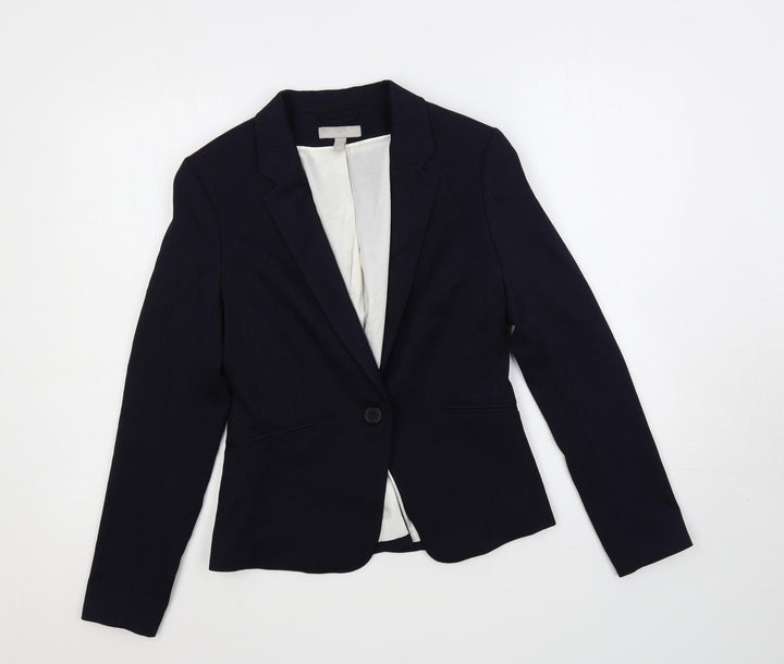 H&M Womens Blue Jacket Blazer Size 10 Button
