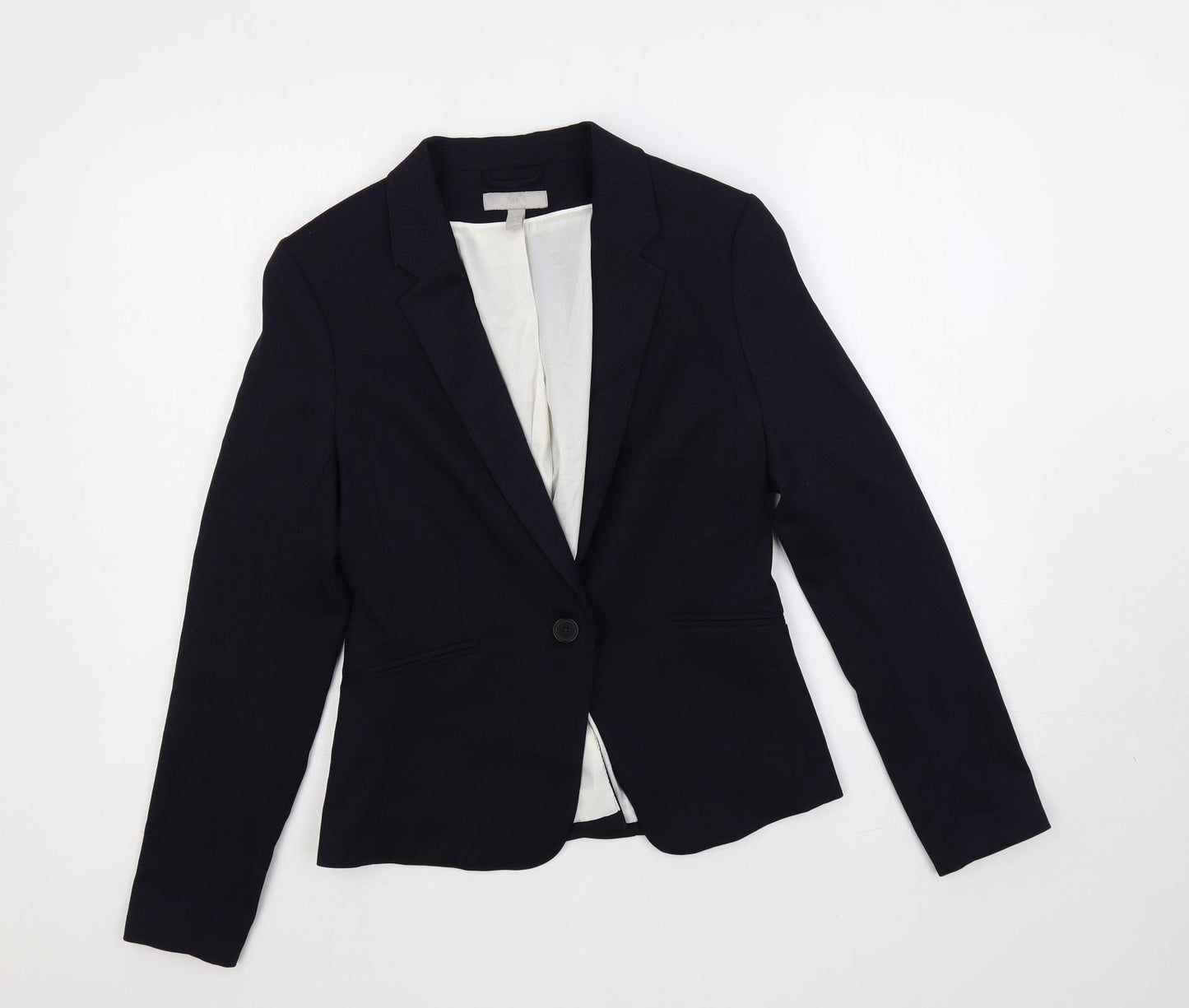H&M Womens Blue Jacket Blazer Size 10 Button