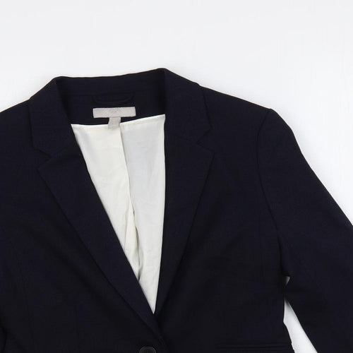H&M Womens Blue Jacket Blazer Size 10 Button
