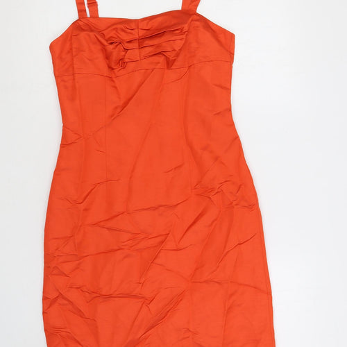 H&M Womens Red Viscose Pencil Dress Size 10 Sweetheart Zip