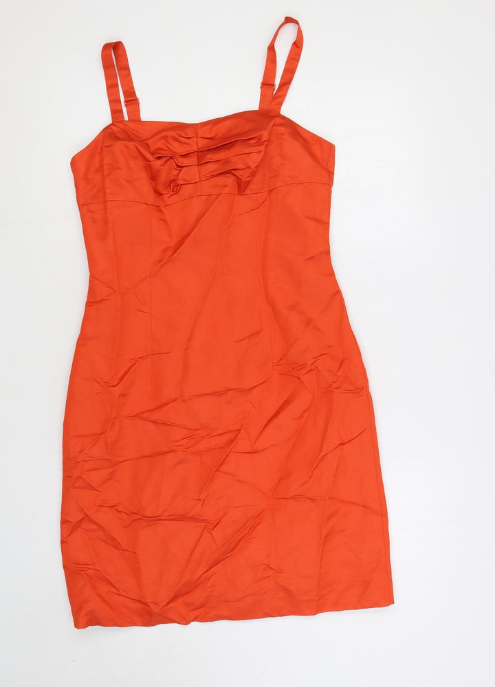 H&M Womens Red Viscose Pencil Dress Size 10 Sweetheart Zip