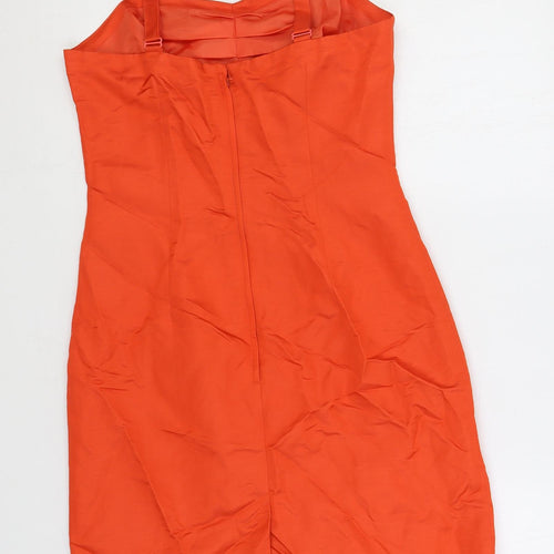 H&M Womens Red Viscose Pencil Dress Size 10 Sweetheart Zip