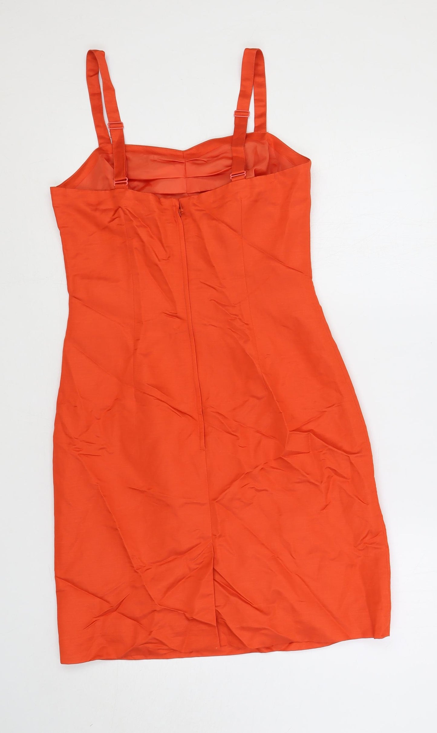 H&M Womens Red Viscose Pencil Dress Size 10 Sweetheart Zip
