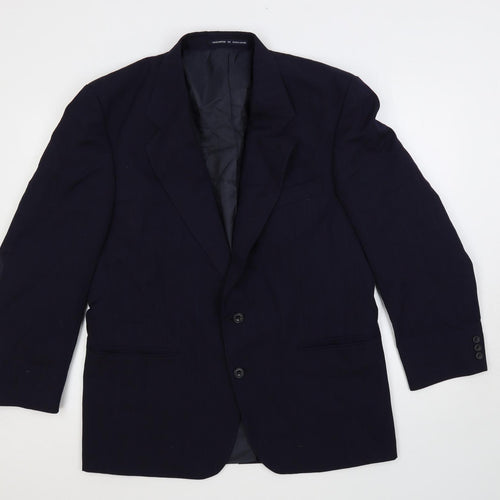 Burton Mens Blue Striped Wool Jacket Suit Jacket Size 44 Regular