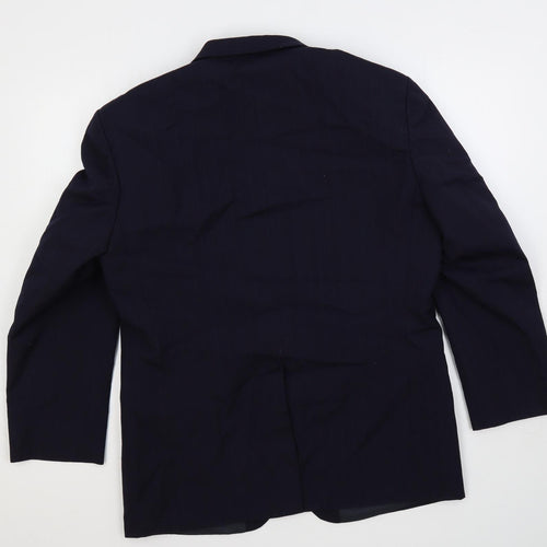 Burton Mens Blue Striped Wool Jacket Suit Jacket Size 44 Regular