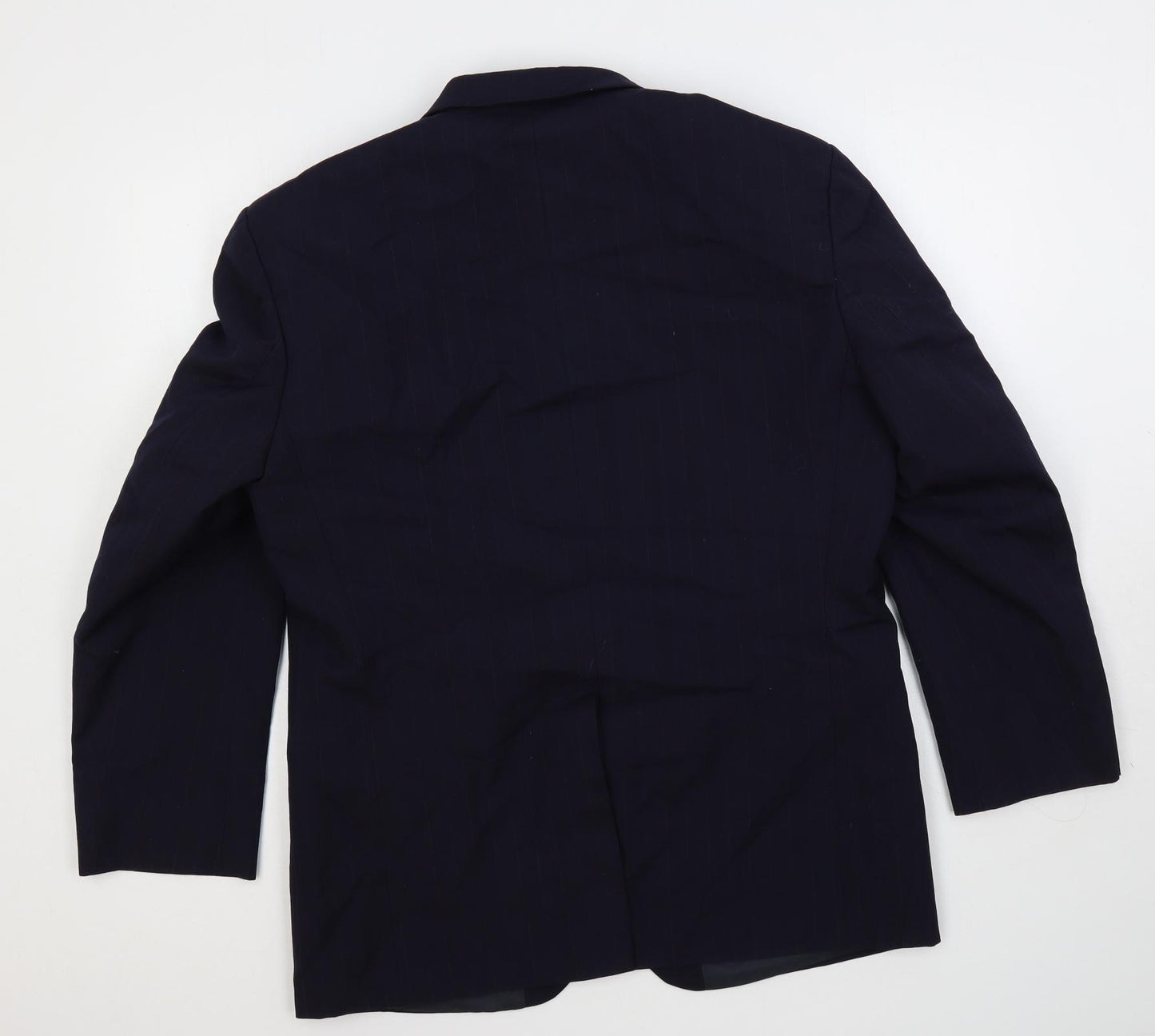 Burton Mens Blue Striped Wool Jacket Suit Jacket Size 44 Regular