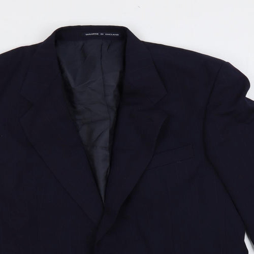 Burton Mens Blue Striped Wool Jacket Suit Jacket Size 44 Regular