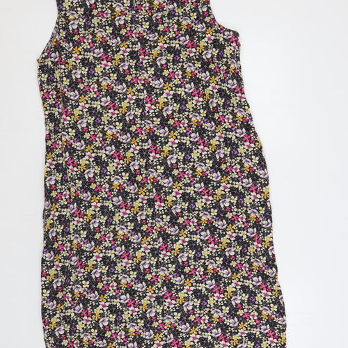 NEXT Womens Multicoloured Floral Linen Sheath Size 14 Boat Neck Button