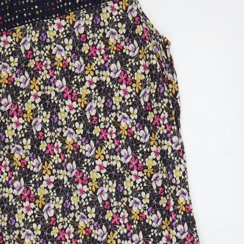 NEXT Womens Multicoloured Floral Linen Sheath Size 14 Boat Neck Button