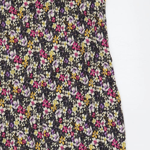 NEXT Womens Multicoloured Floral Linen Sheath Size 14 Boat Neck Button