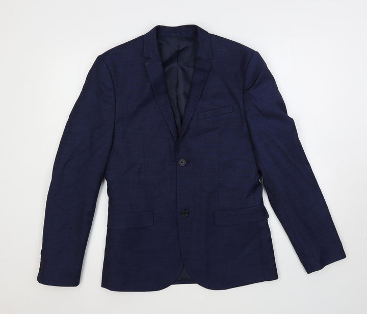 H&M Mens Blue Polyester Jacket Suit Jacket Size 38 Regular