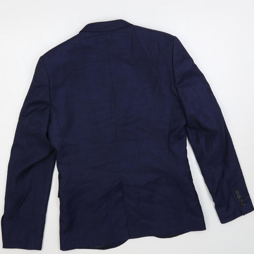 H&M Mens Blue Polyester Jacket Suit Jacket Size 38 Regular